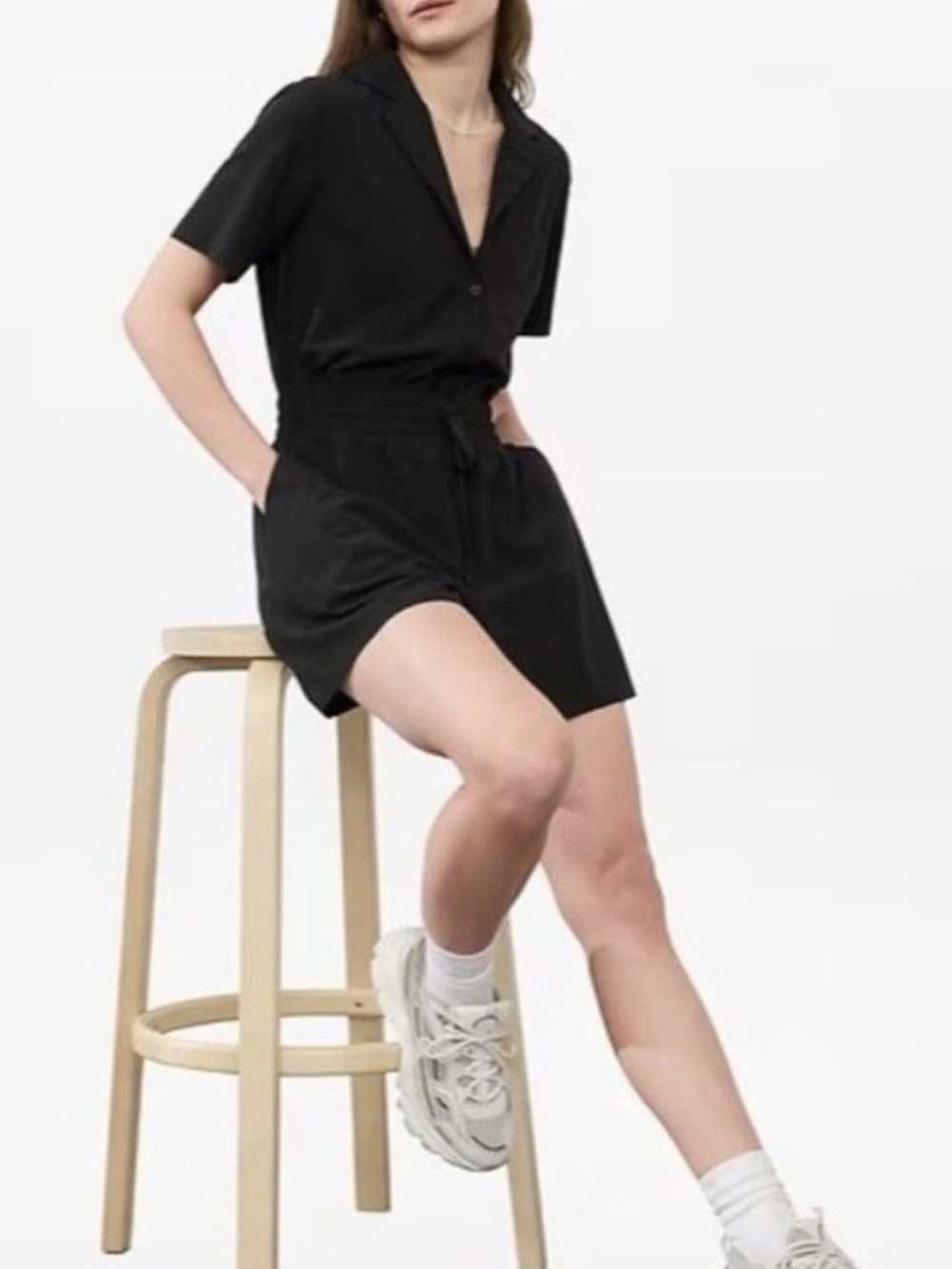 NWT Athleta Avenue Romper size SP black onesie short romper black athletic wear